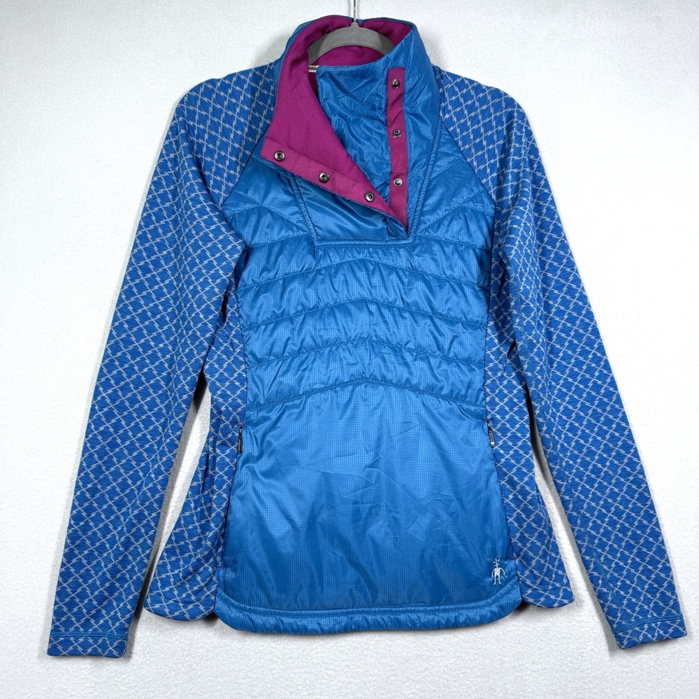 Smartwool Jacket Womens Medium Smartloft Quilted Snap Pullover Wool Insulated